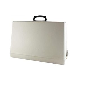 MALETA DE PLASTICO BLANCA CON CIERRE METALICO